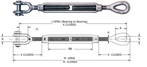 Jaw and eye turnbuckle